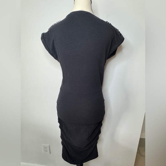 Maje Black Jersey Dress – Embellished Shoulders, Size 1 - Picture 5 of 12